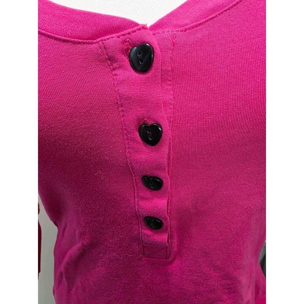 Betsey Johnson Intimates Pink Henley Top Size M - Picture 2 of 3